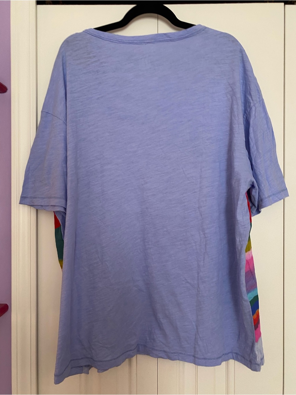 NATURAL LIFE Lavender Mountain Stripe V-Neck Tee with Multi-Color Print - Picture 4 of 6